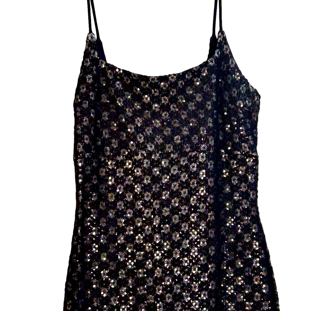 Jessica McClintock long formal dress black and silver size 8 - Picture 2 of 7